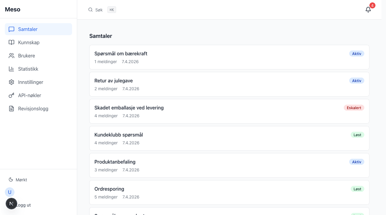 Samtaler som håndteres automatisk